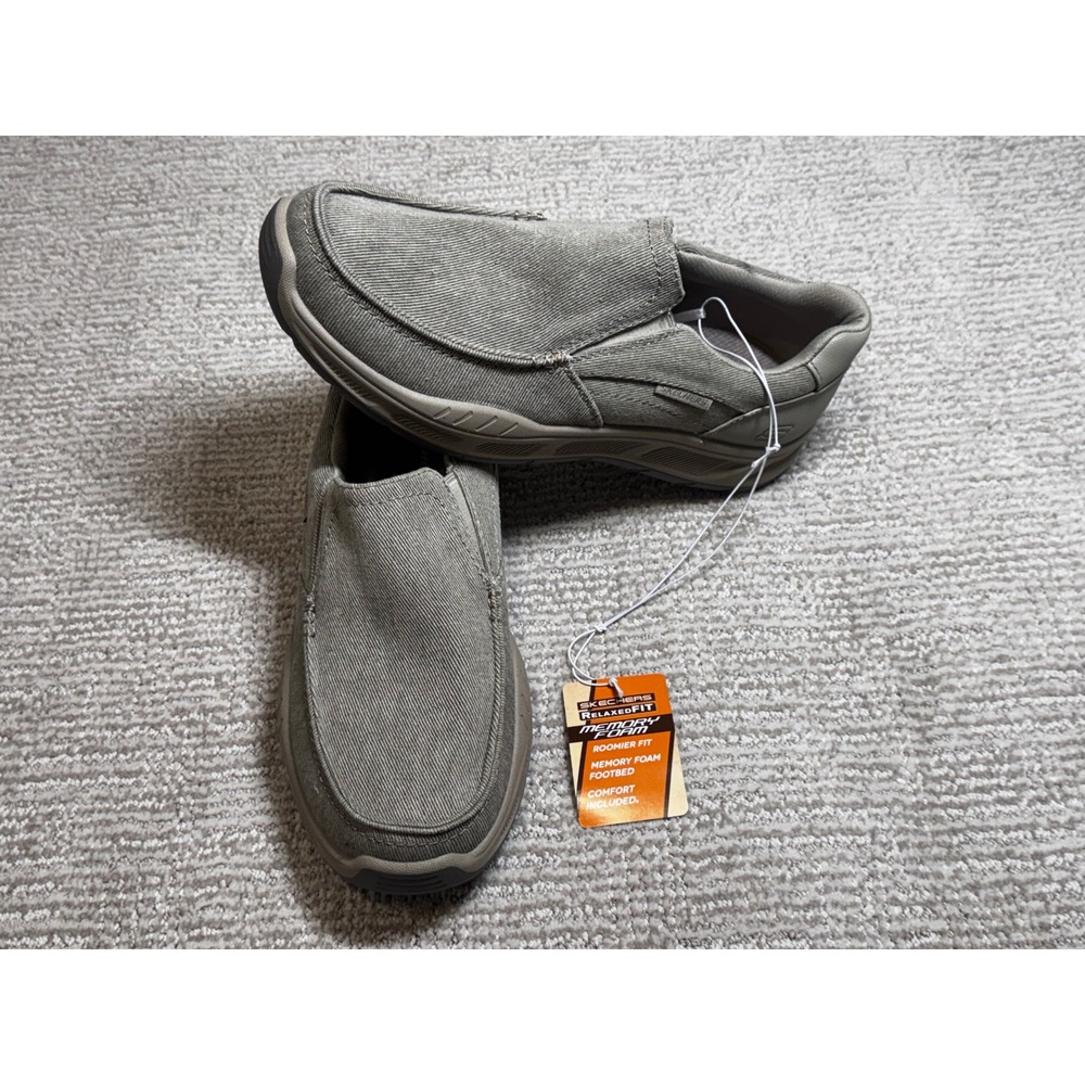 Skechers Relaxed Fit Memory Foam Slip On Shoes Mens 10.5 Taupe 16941S